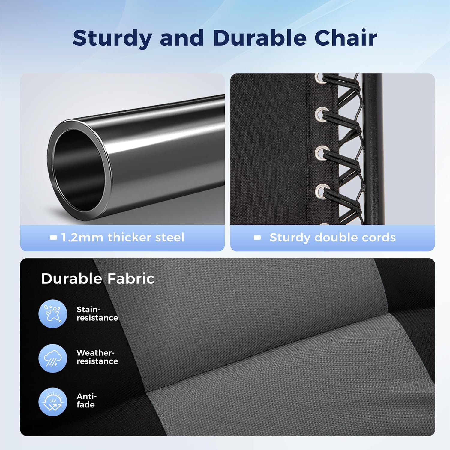 MAISON ARTS Oversized Zero Gravity Chairs Set of 2, Folding Padded Recliner Anti Gravity Lounge Chair with 28" Wide Seat and Cup Holder, Support 400lbs, Grey & Black