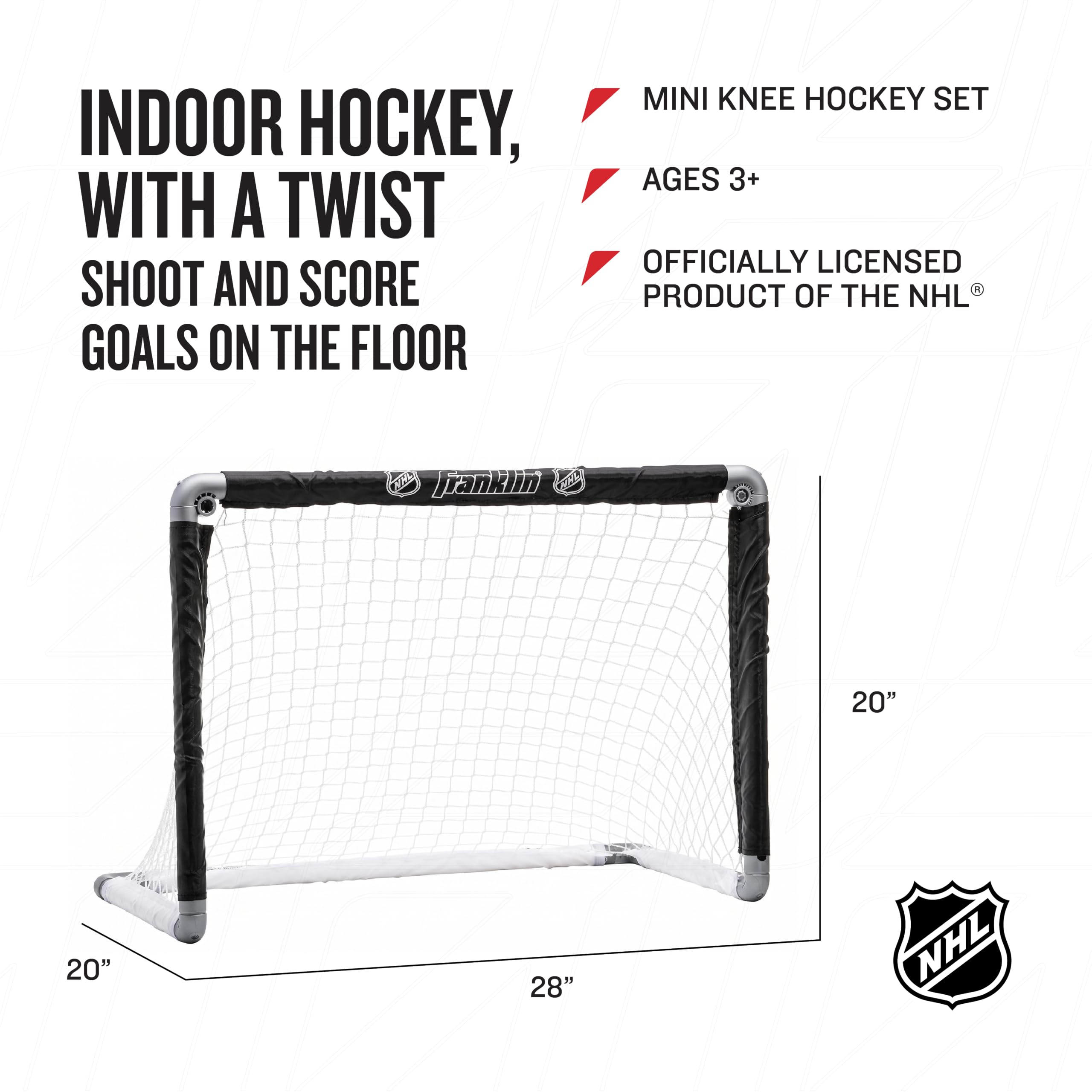 Franklin Sports NHL Kids Mini Hockey Goal Set - 2 Mini Knee Hockey Goals 4 Youth Sticks 2 Goalie Sticks 4 Foam Balls - Knee Mini Hockey Set product thumbnail 4