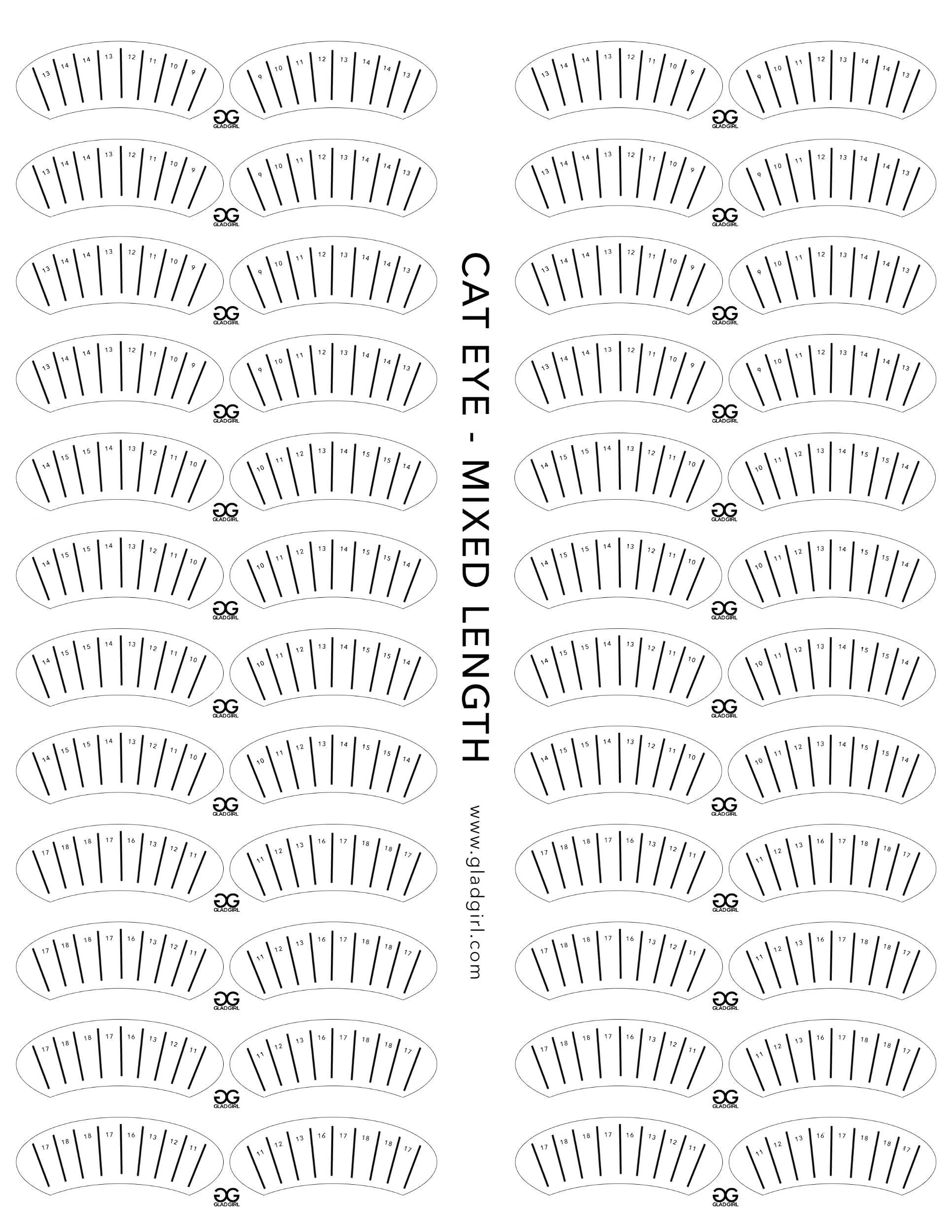 Cat Eye Lash Map Sticker Mixed Length