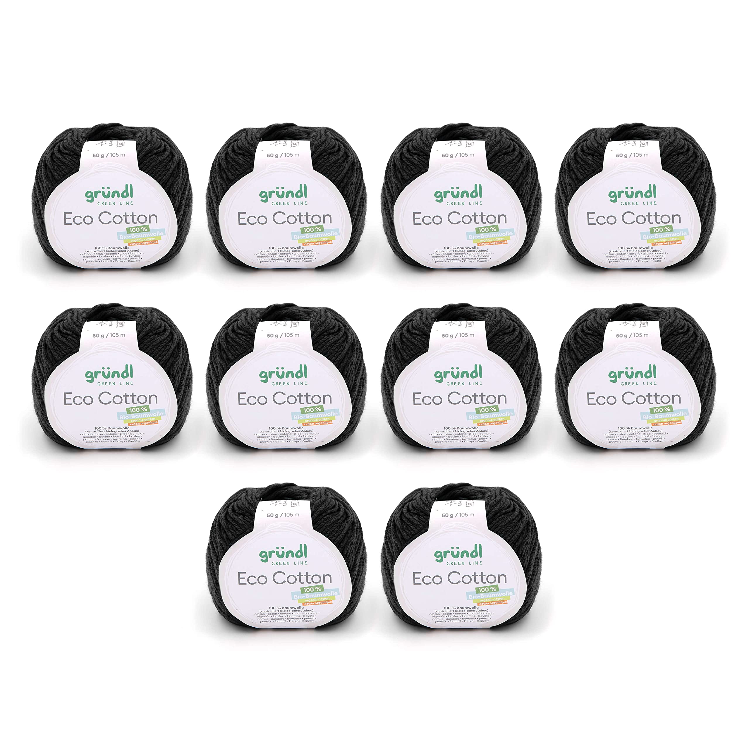 Gründl Eco Cotton Wool, Wool for Crochet, Wool for Knitting, Crochet Yarn, Soft and Skin Friendly, 100% Organic Cotton