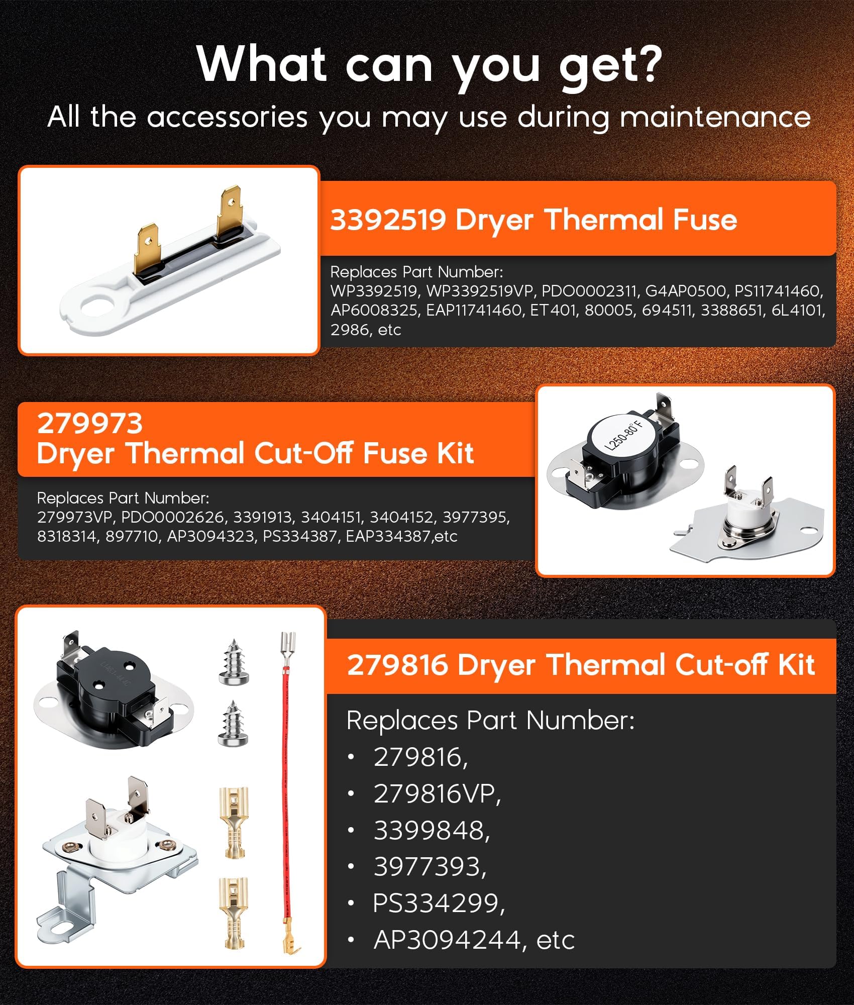 W11344457 WP3387747 - Kit de elementos calefactores para secadora