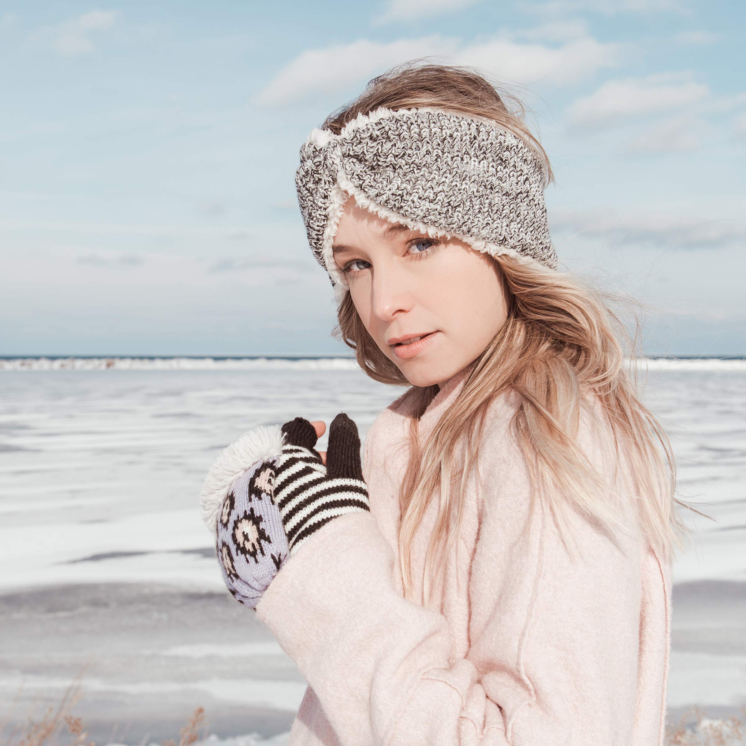 Muk Luks Women's Reversible Headband, Black, 1 Count (Pack of 1)