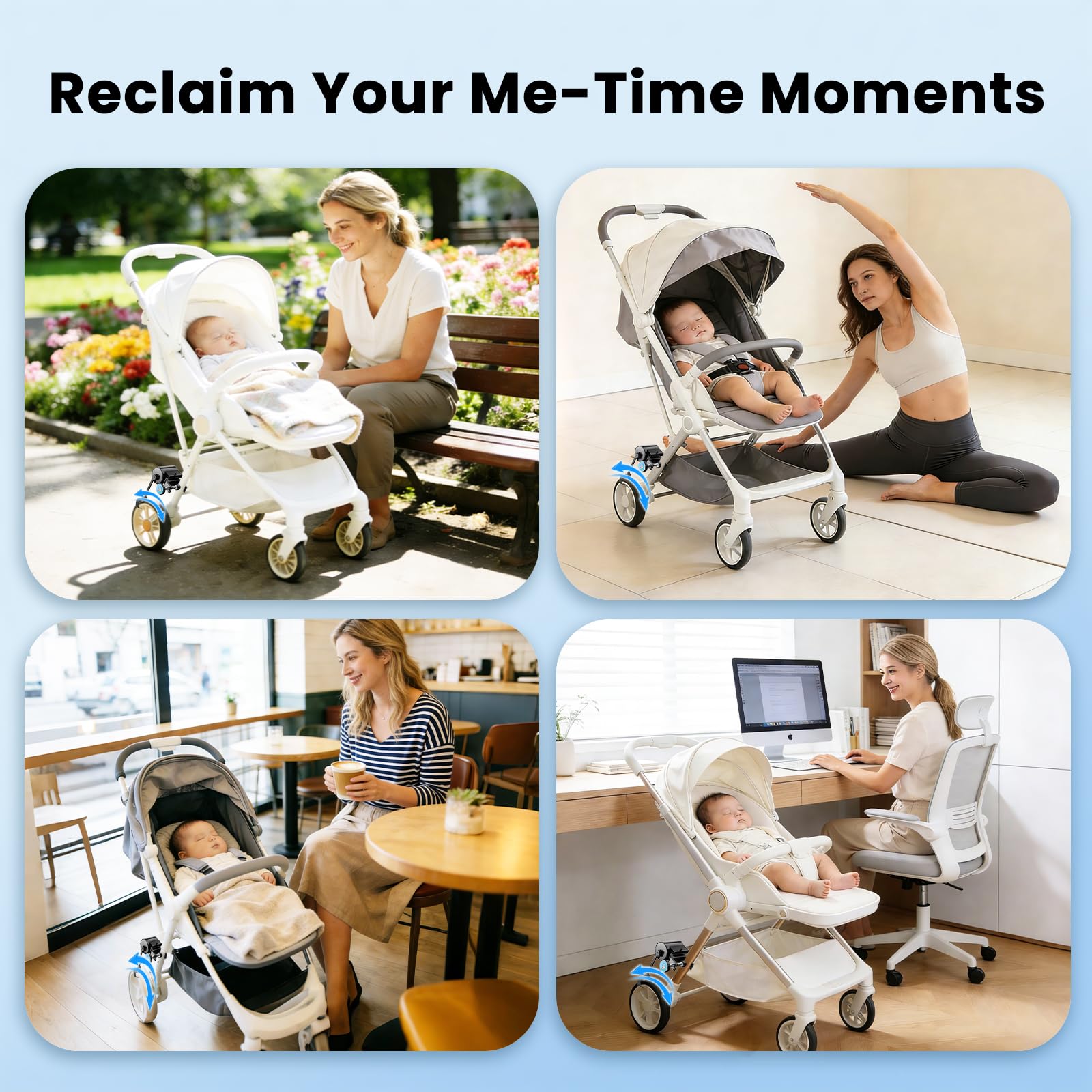 Baby Rocker Mains Libres, Glissement Courbe, Installation Sans Outil avec Télécommande, Bercement Poussette pour Bébé