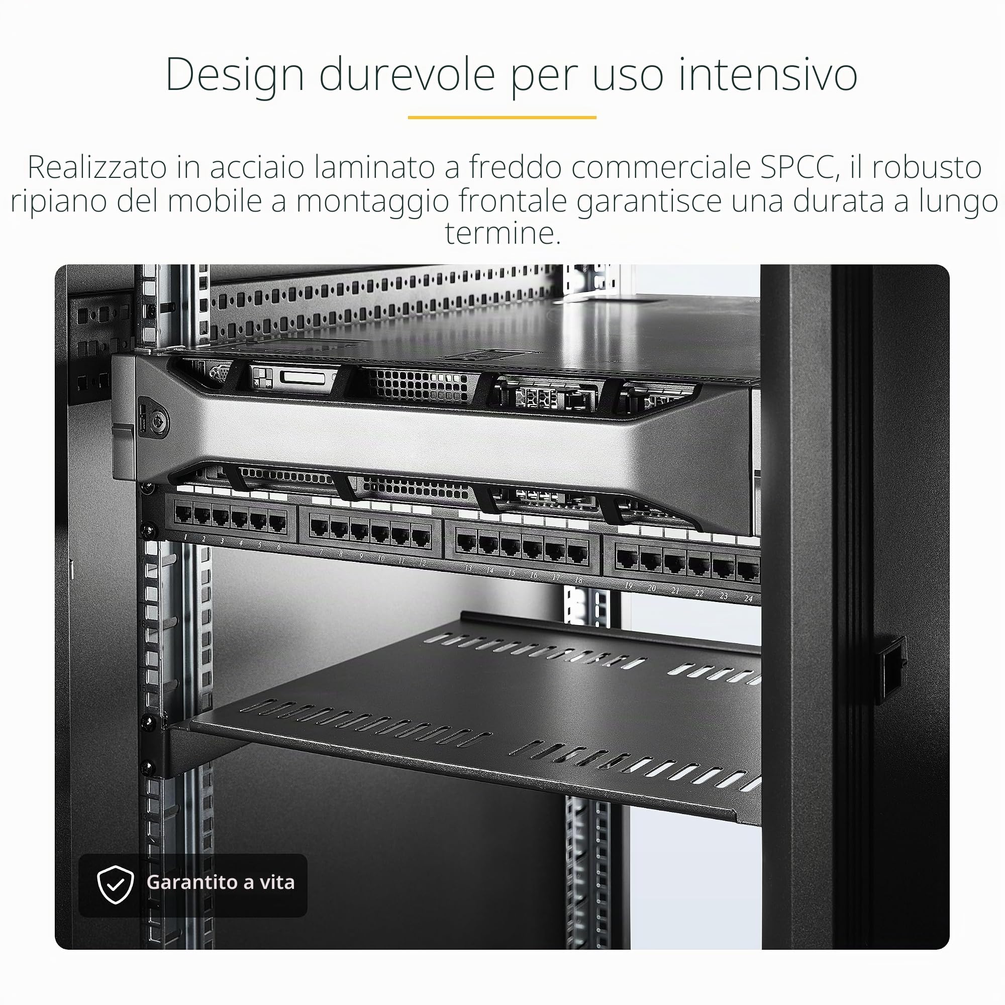StarTech 2 Ripiani Rack 1U Ventilati a Sbalzo 19", 40cm (CABSHELF116V2PK) | Acciaio Resistente, Griglia di Ventilazione per Dissipazione del Calore, Compatibile con Armadi di Rete, Set da 2 Pezzi