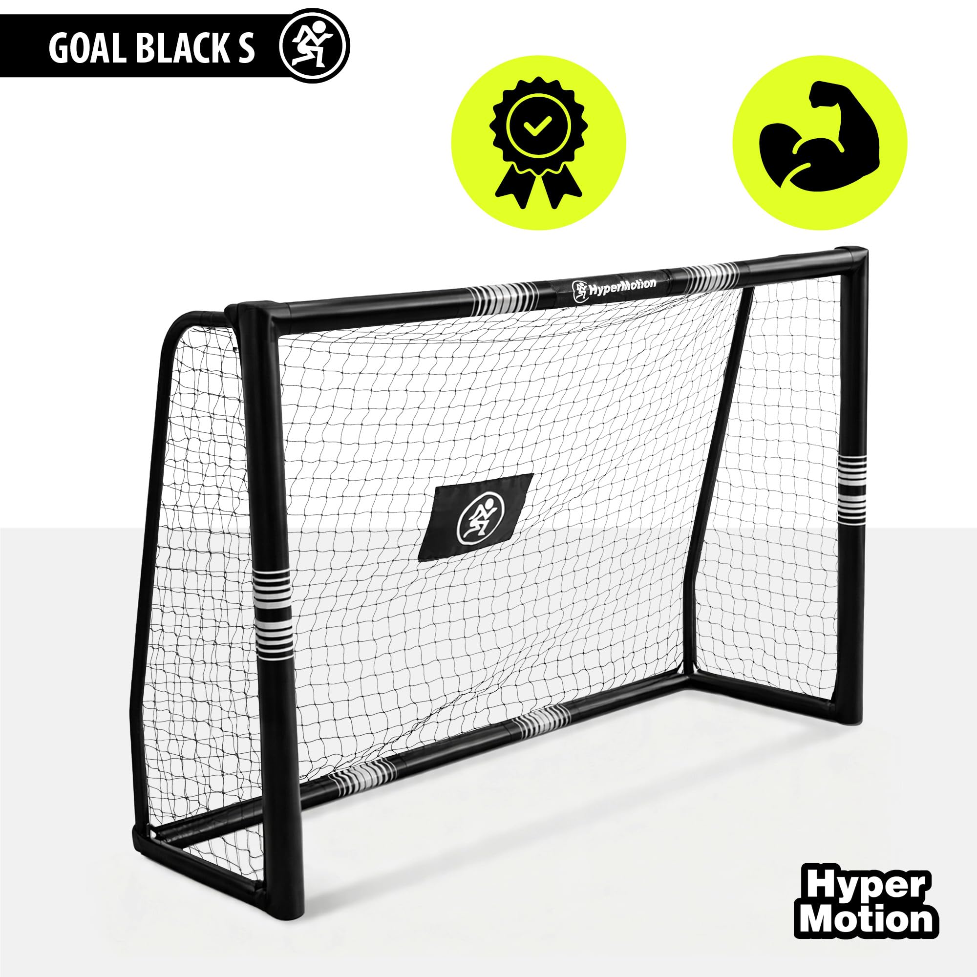 HyperMotion Bramka Piłkarska HYP90 GOAL BLACK S 180x120 cm – Stalowa Bramka do Piłki Nożnej dla Dzieci i Młodzieży, Czarna, Stabilna Konstrukcja do Ogrodu i Treningu