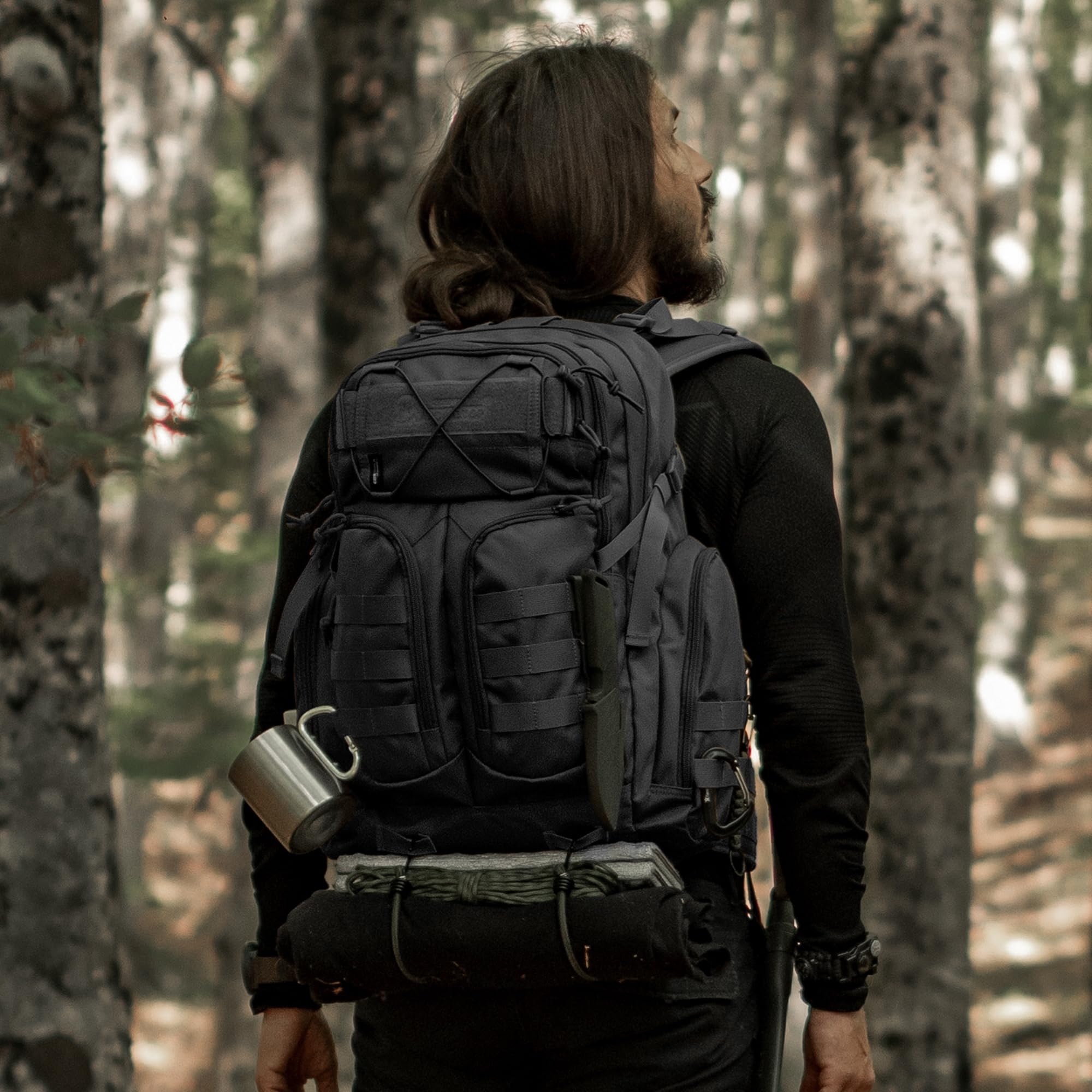 Mardingtop Sac à dos militaire Molle 40 l - Sac à dos de randonnée - Sac à dos tactique - Sac à dos en Cordura pour homme - Pour la randonnée, l'alpinisme, la survie