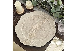 Efavormart 6 Pack | 13 Inch Rustic White Wooden Textured Acrylic Charger...