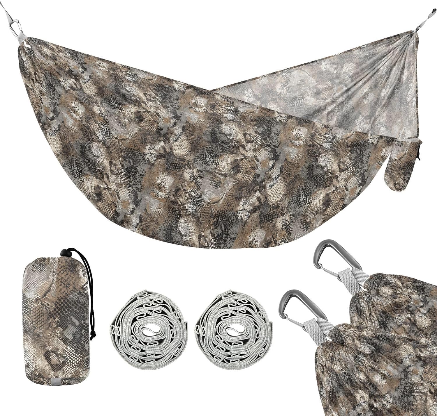 ALAZA Snake Print Camping Hammocks Single or 2 Person 500 lbs Portable Parachute Travel Hammock w/Tree Straps for Hiking Backpacking Indoor Outdoor