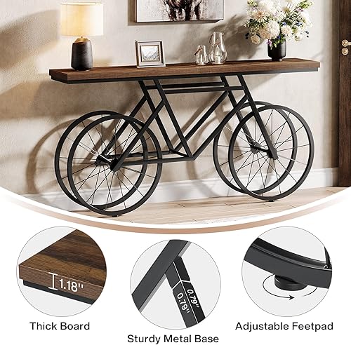 Miniatura 7 de Tribesigns Mesa consola extra larga, mesa de sofá estrecha de 70.9 pulgadas detrás del sofá con base de metal para bicicleta, mesa de entrada