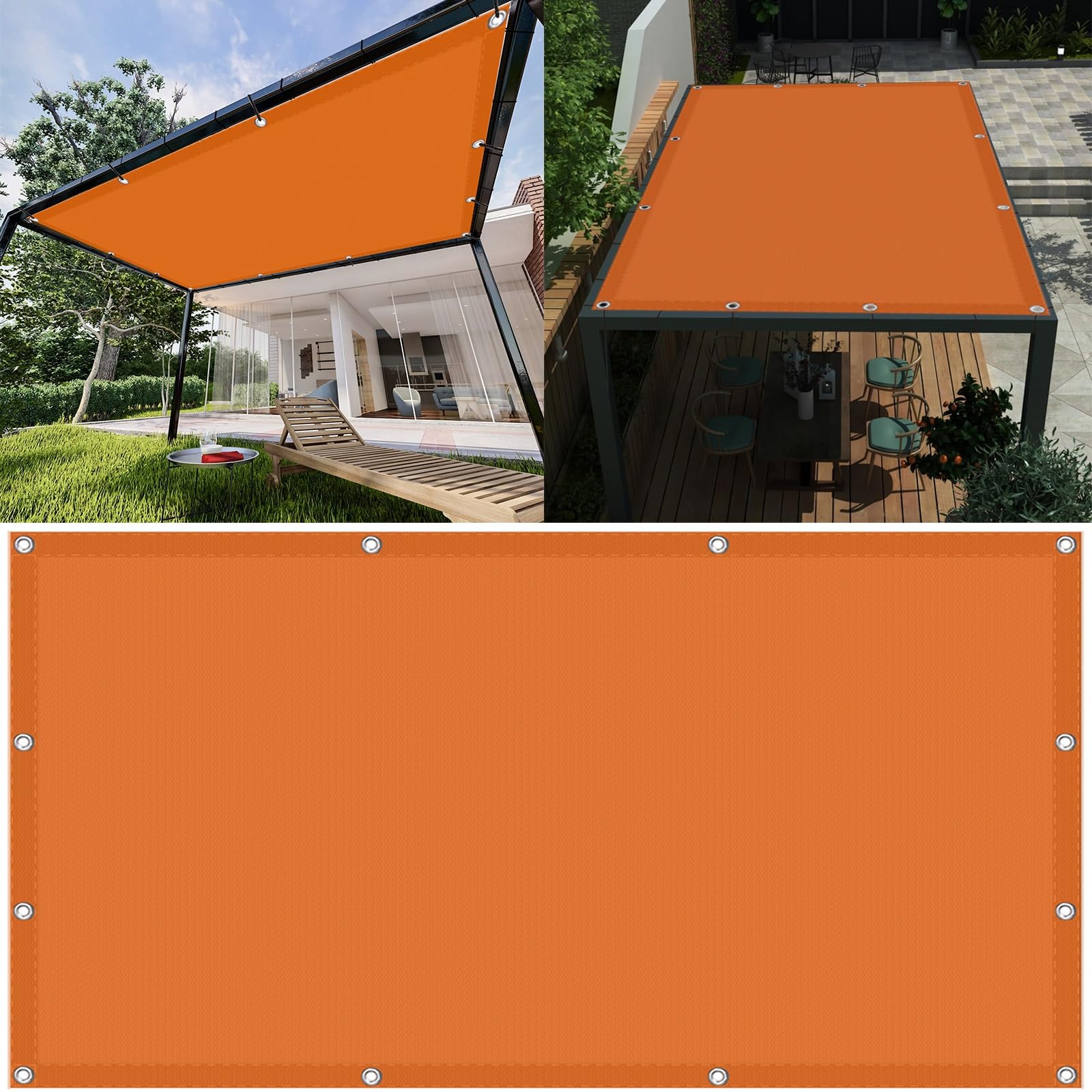 Voile d'ombrage imperméable 3x5 m orange contre pluie et soleil