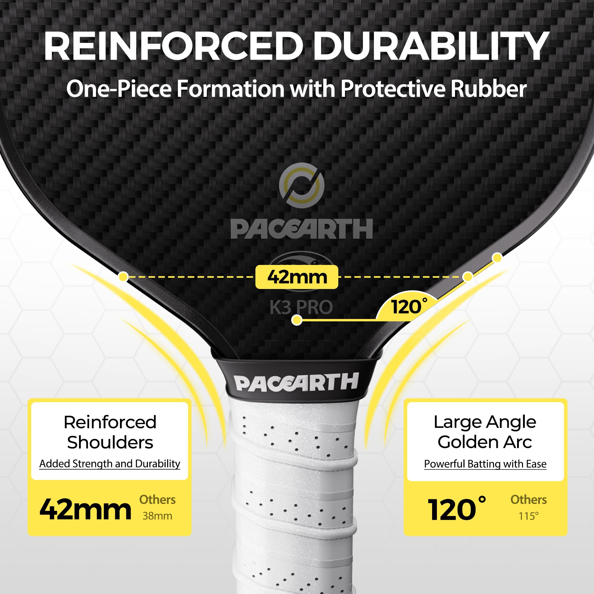 PACEARTH Pickleball Paddle USAPA Approved 3K Carbon Fiber 8oz