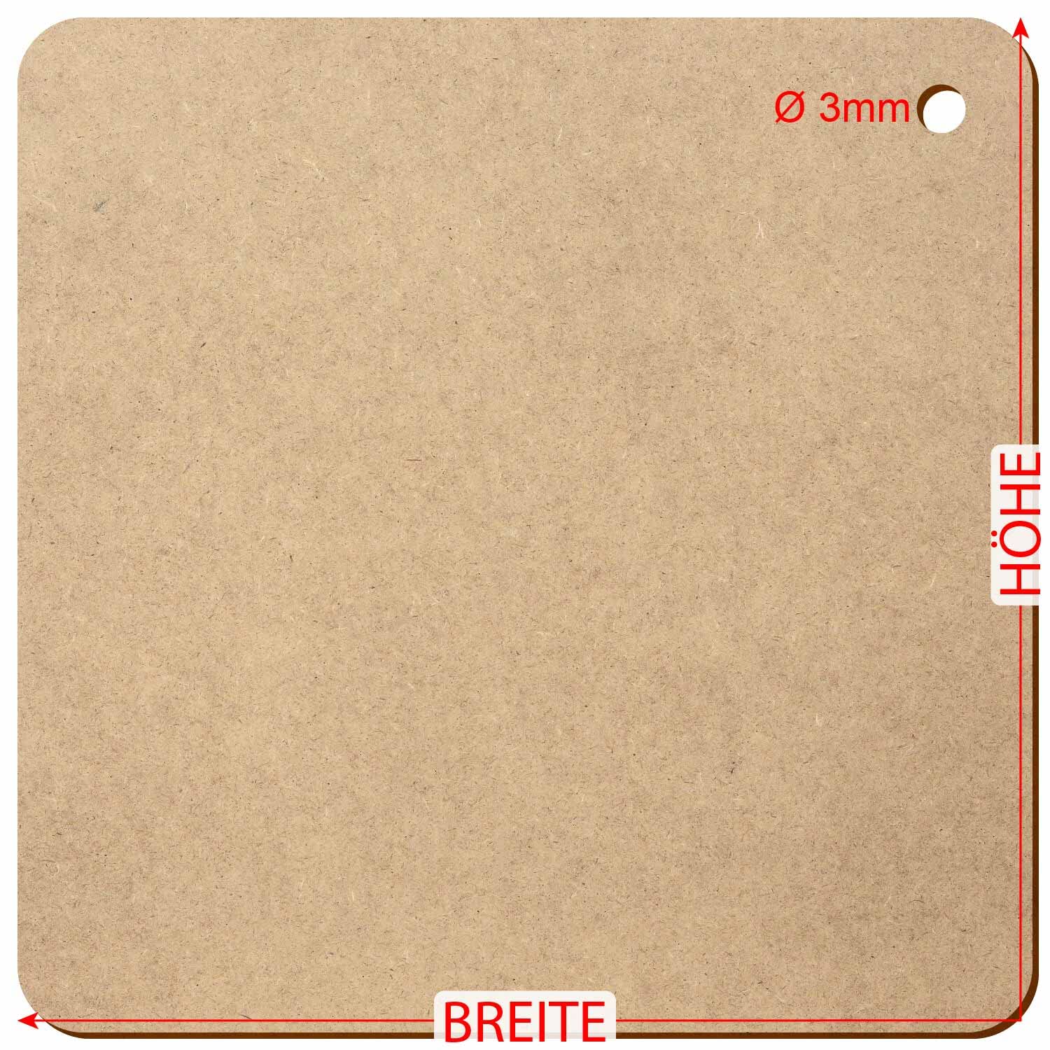 Tablero de fibra de densidad media con 1 agujero en la parte superior derecha y esquinas redondeadas, decoración de 3-50 cm, paquete con 50 unidades, ancho de 21 cm