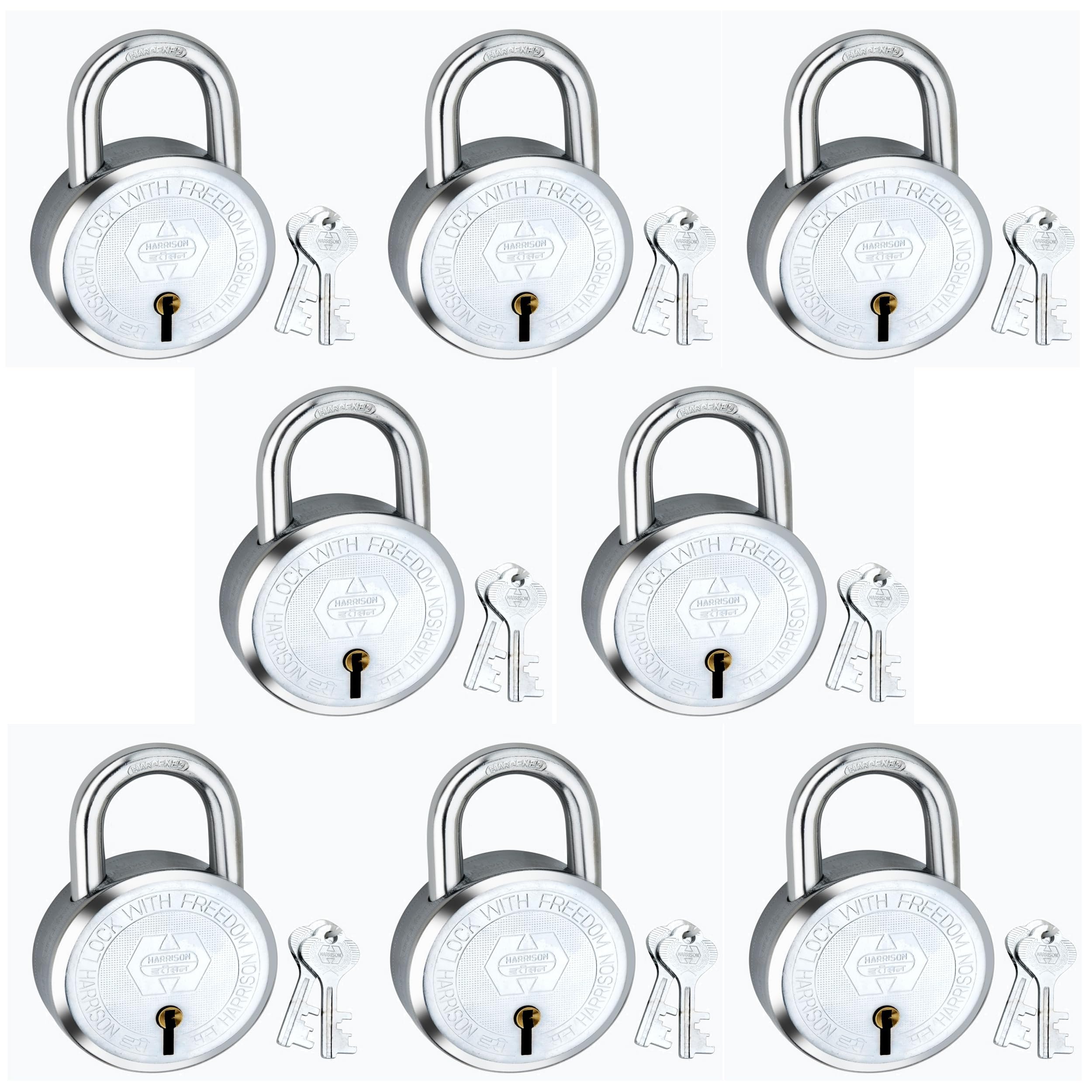 Harrison Padlocks 0675 / Round Luggage Padlock 25mm with 2 Keys/Mild Steel Material/Bright Chrome Plated Finish/Pack of 8 / for Luggage, Suitcase, Box, Bag-image-44
