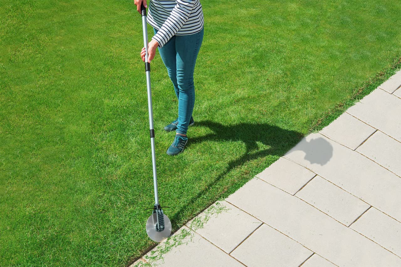 Maximex Coupe-bordures pelouse roulette Cut Coupe-bords de pelouse avec protection contre les blessures par coupure Argent