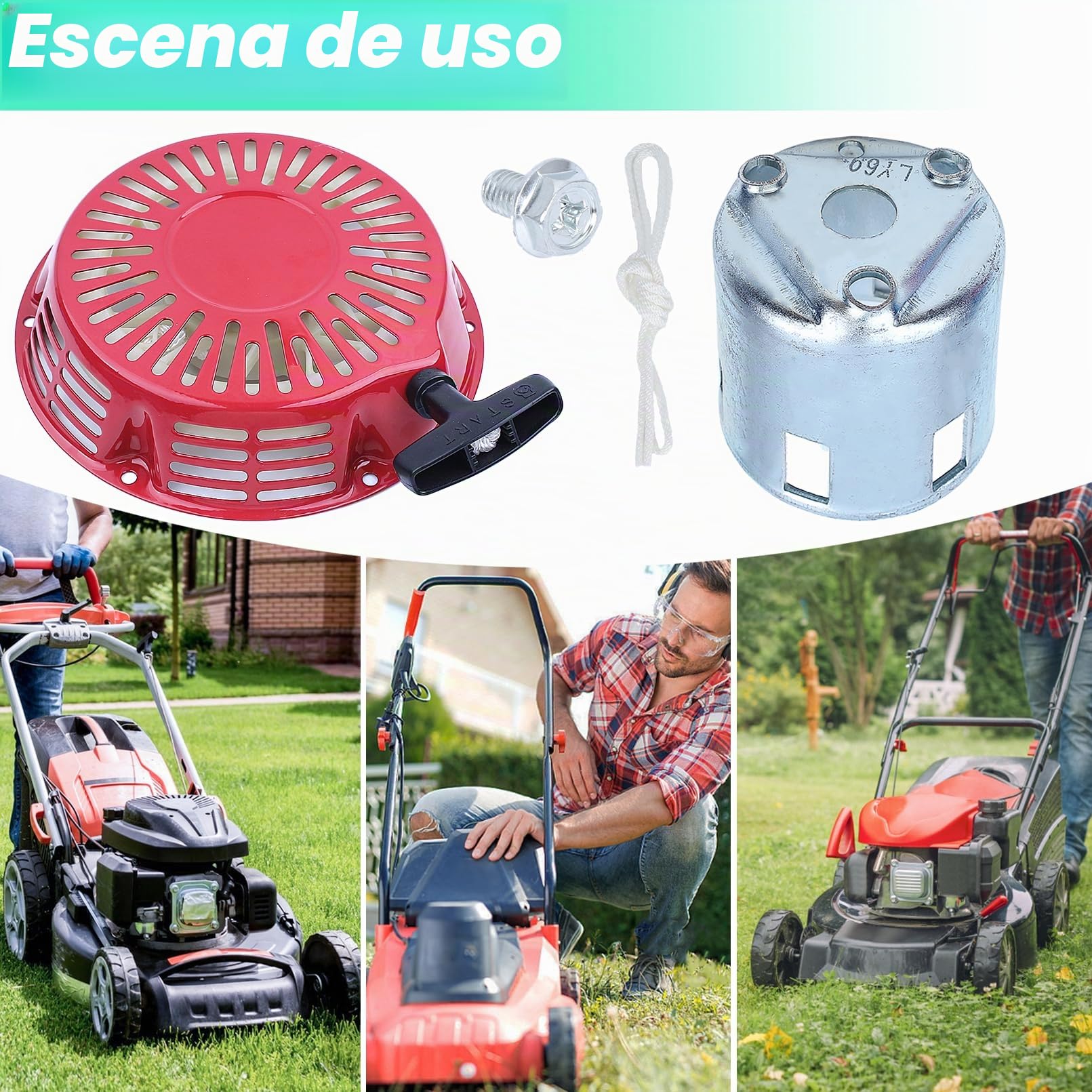 Arrancador para Honda GX390 GX340 11CV 13CV 18CV 20CV Motor, ADEFOL Tirador de Arranque + Copa et Taza de Arranque Kit Arrancador de Retroceso Repuestos Recoil Starter Motor Arranque