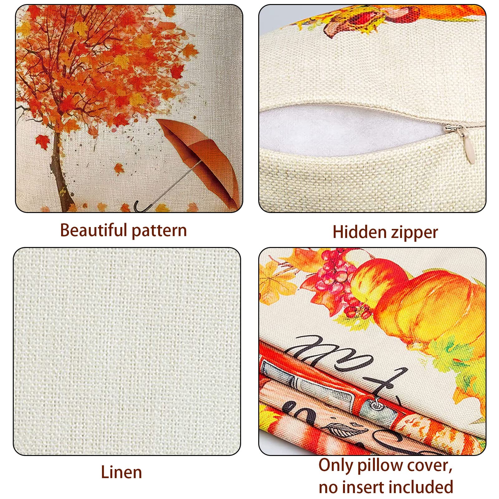 COZZSNUGE Herbst Kissenbezüge 45x45 Cm - 4er Set Mit Ahornblättern Design
