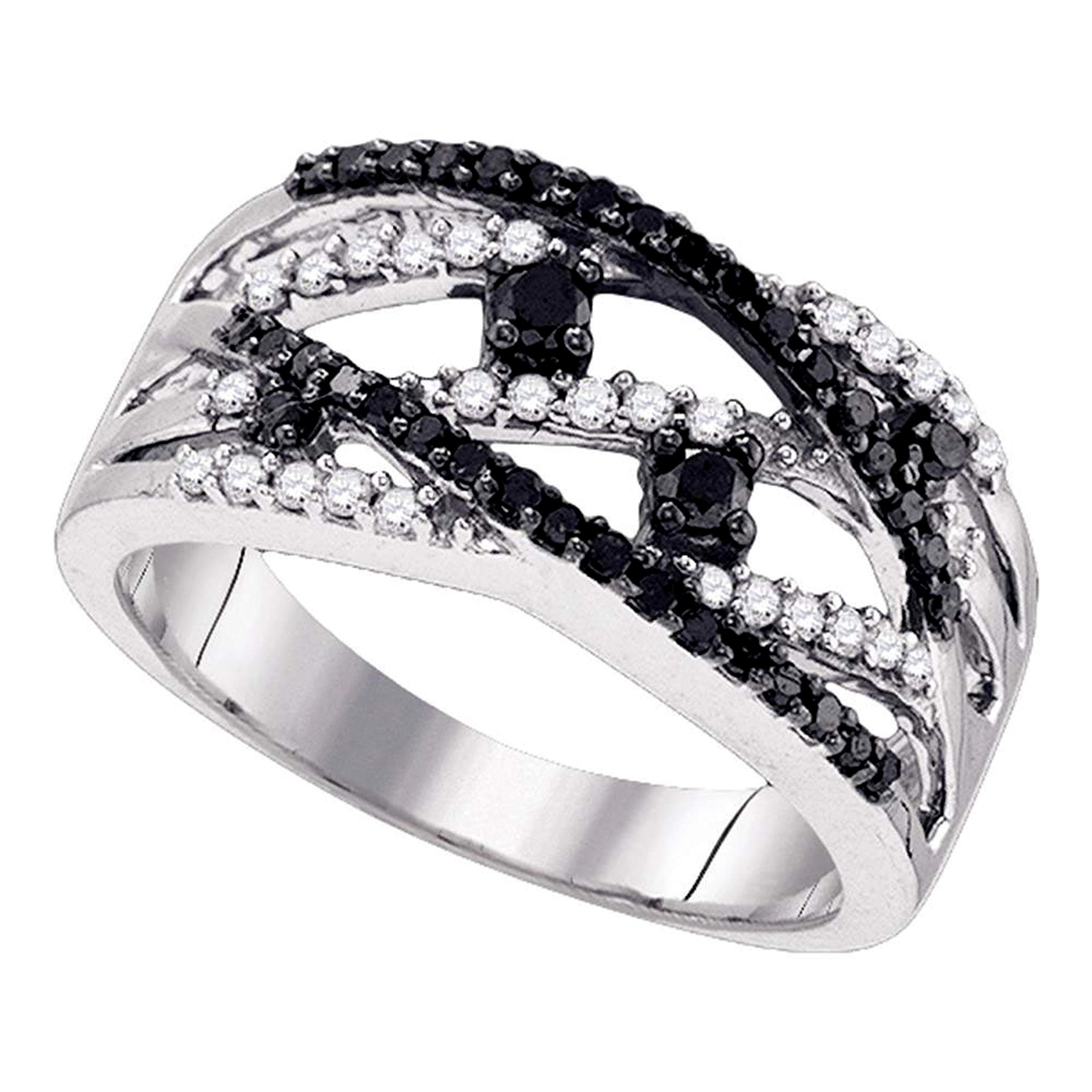 Dazzlingrock Collection Anillo de oro blanco de 10 quilates de 0,5 quilates (tw) de 1/2 quilates de diámetro