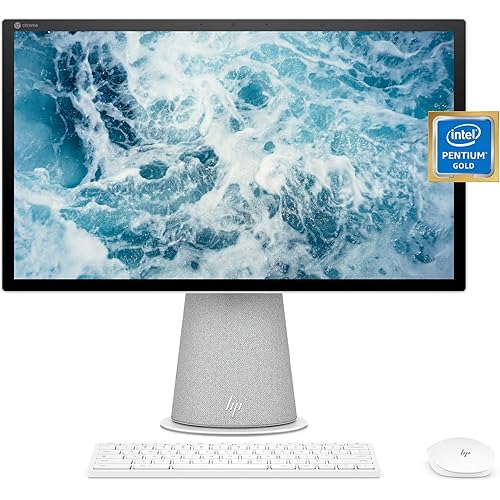 HP Chromebase 21.5" All-in-One Desktop, Intel Pentium Gold 6405U Processor, 4 GB RAM, 64 GB Storage, Rotating Full HD IPS Touchscreen, Chrome OS, Bluetooth Keyboard and Mouse Combo (22-aa0012, 2021)