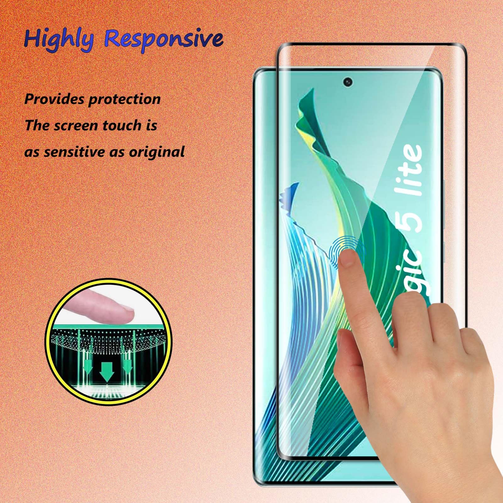 Rojeuinn 4 Pièces Verre Trempé Pour Honor Magic 7 Lite 5G Protection Ecran,2 Pièces Protection Écran+2 Pièces Caméra Arrière Protecteur,[sans Bulles