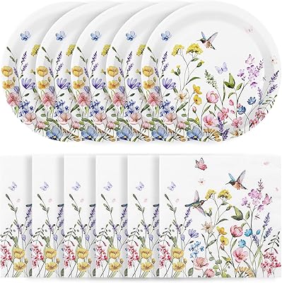 Set de Platos y Servilletas de Flores Silvestres