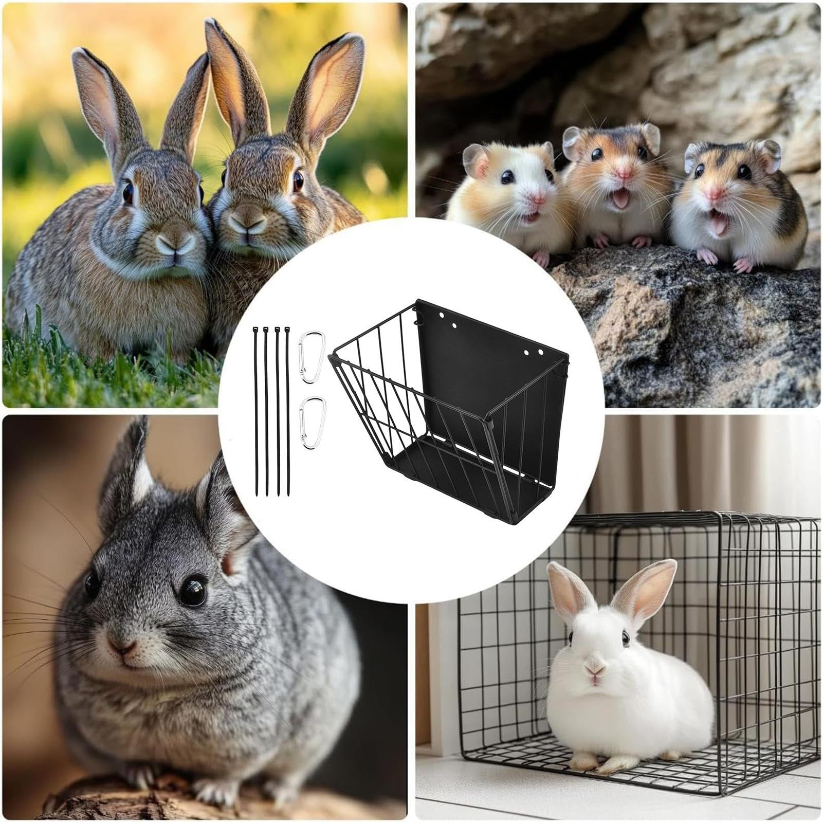 Râtelier à Foin pour Lapin,Rangement de Nourriture Pliable avec Crochet - Distributeur de Foin en Cadre Métallique pour Lapins | pour Alimentation Animaux de Compagnie Maison Cage Mur