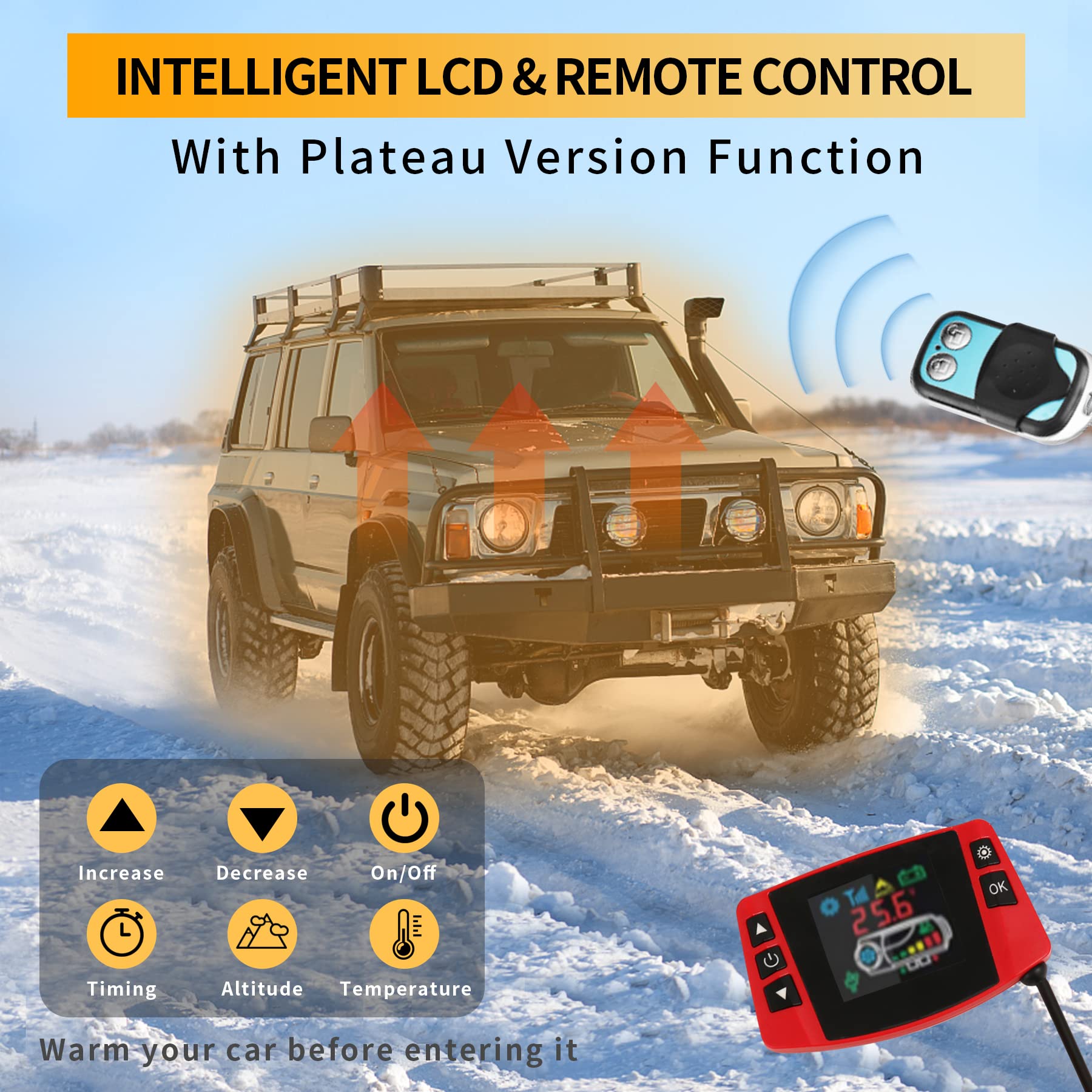 Calentador diésel de 12V 5kW, calentador de aire diésel con tanque de 10L, monitor LCD, detector automático de altitud, calentador nocturno para coche, camión, autobús, RV y remolque