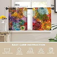 Vista 14 de Cenefas de cocina modernas con patrón de cobre marrón dorado para ventanas, cenefas opacas abstractas de marcas de arañazos y cortinas opacas