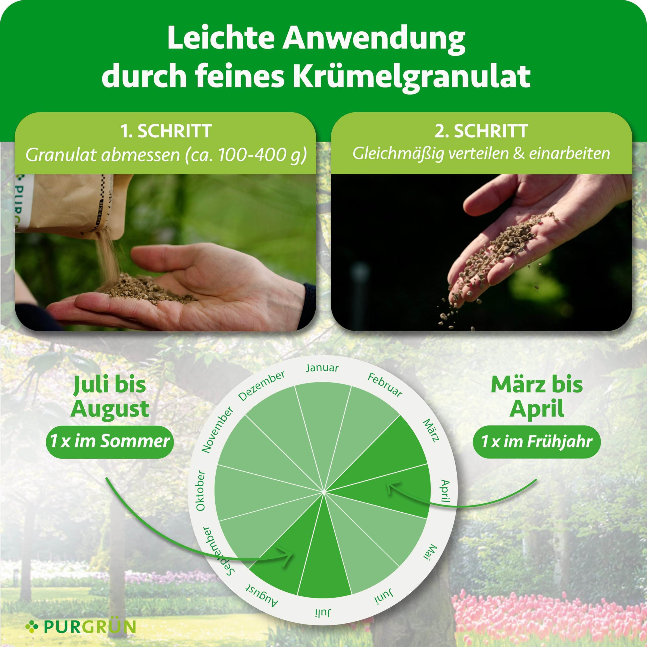 Bio-Baumdünger 1 kg – Gesundes Wachstum dank Mykorrhiza – Pflanzenkohle verbessert die Bodenqualität – Extra Magnesium für sattgrünes Laub ohne Verfärbungen – Granulat für 2-3 Bäume