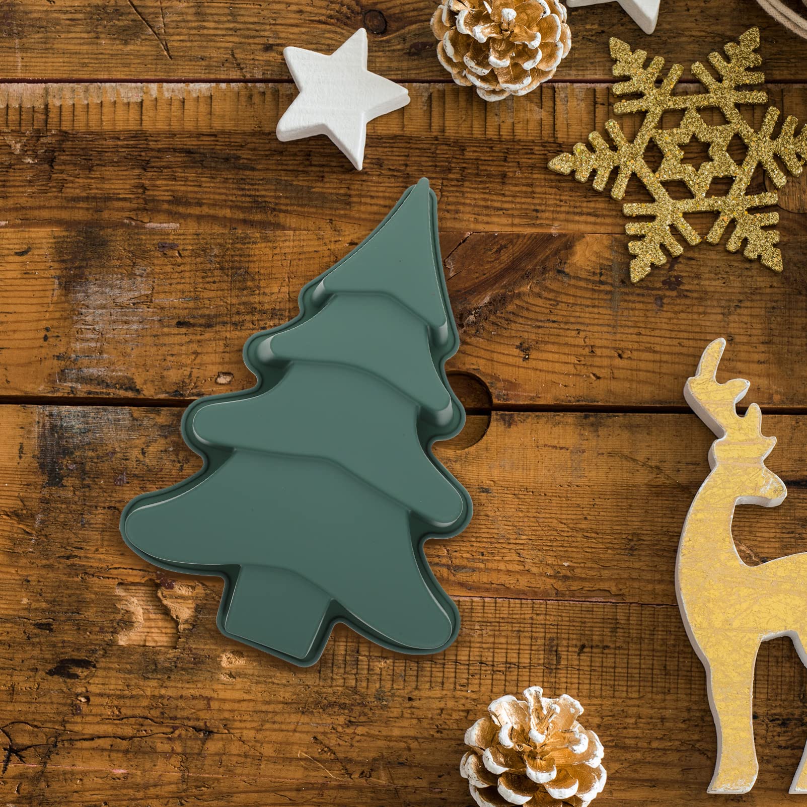 DOITOOL 5piezas Molde De Silicona Para Pastel Forma De Árbol De Navidad Resistente y Antiadherente Para Repostería y Celebraciones Apto Para Uso Doméstico y Profesional
