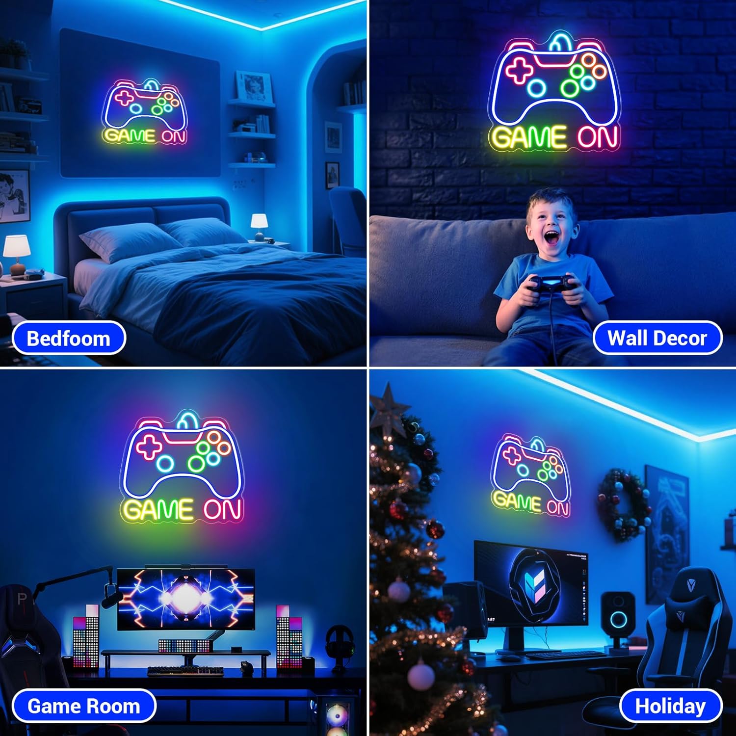 Neon Sign for Game Room Decor, Game On Neon LED Sign for Gamer Wall Decor, Gaming Neon Light Sign for Teen Bedroom Decor, Gamer Gifts for Boys, Teen, Men, Kids (GAME ON-01) - Image 5