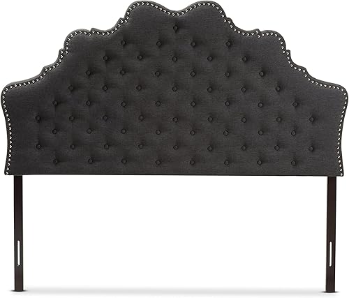 Miniatura 4 de Baxton Studio Matilda - Cabecera moderna y contemporánea de tela gris oscuro, tamaño King