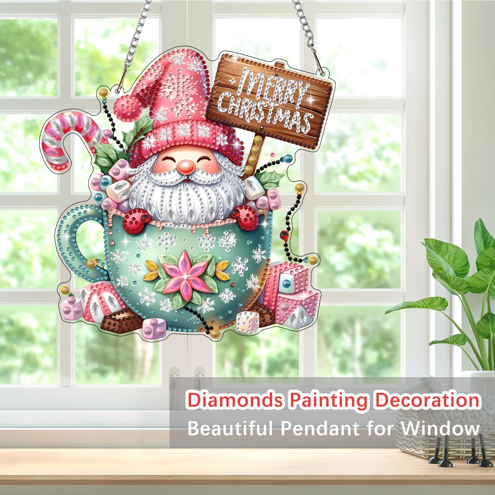 Bowetile Christmas Diamond Painting Hanging Ornament with Chain - Image 3