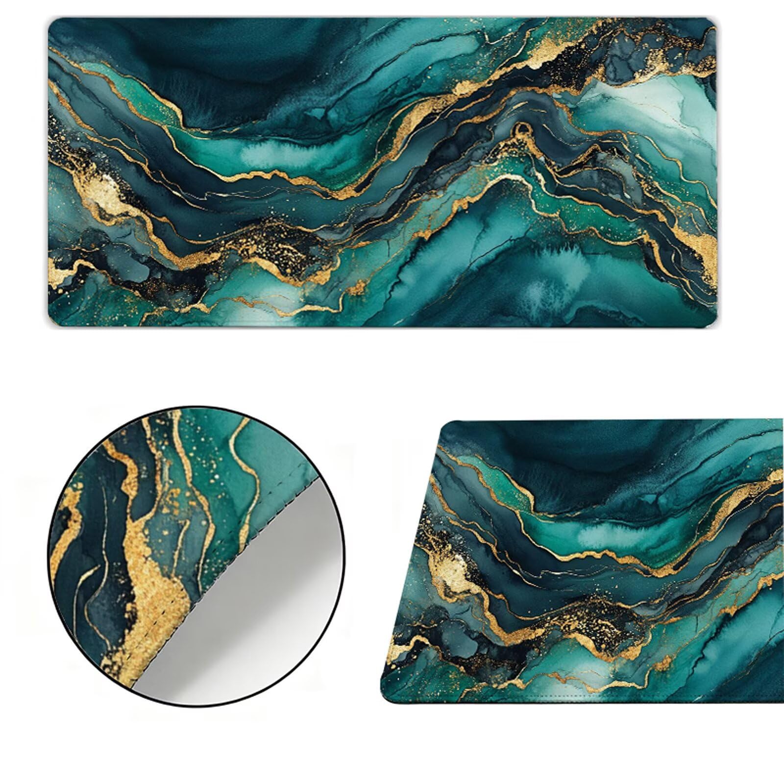 Podkładka pod mysz XXL 1200x400x3mm Szmaragdowa podkładka pod mysz podkładka pod mysz złota poprawia precyzję i szybkość, wodoodporne antypoślizgowe, szyte krawędzie, akcesoria do gier, komputer