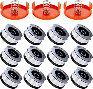 Weed Eater String Compatible with Black+Decker, AF-100 0.065" Weed Wacker String Refill 360ft Automatic Feed String Trimmer Replacement Line Spool for Black&Decker (12Spools + 3Caps+3Springs)