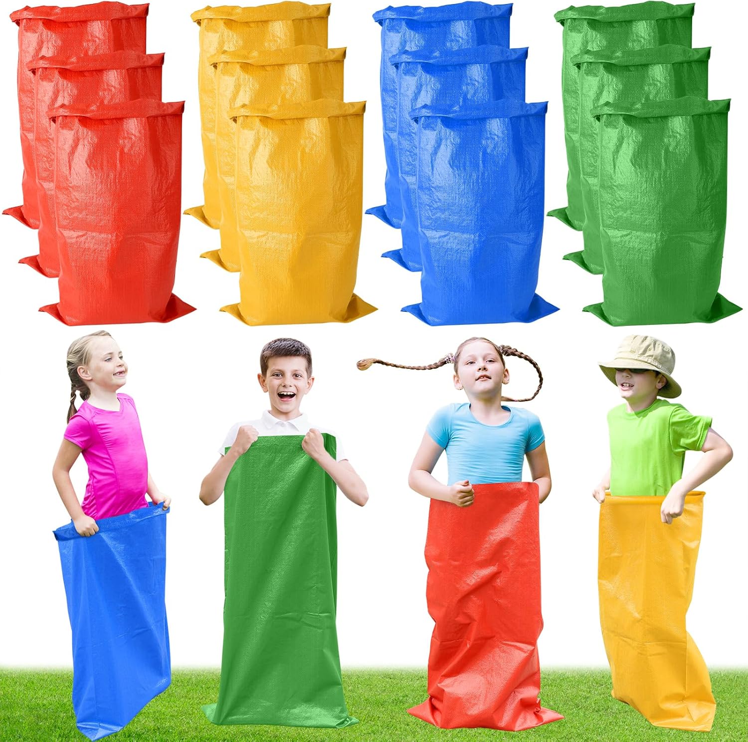 12 PCS Potato Sack Race Bags, Large Size Race Bags for
