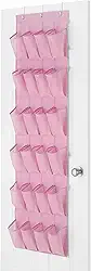 Whitmor Organizador de sapatos com 24 bolsos sobre a porta - rosa