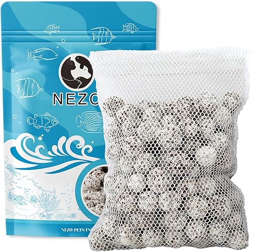 NEZO Medios de filtro de 1 pulgada de diámetro, bola de cerámica biológica gris de alta densidad, paquete de 1 (3 libras) para acuarios de agua