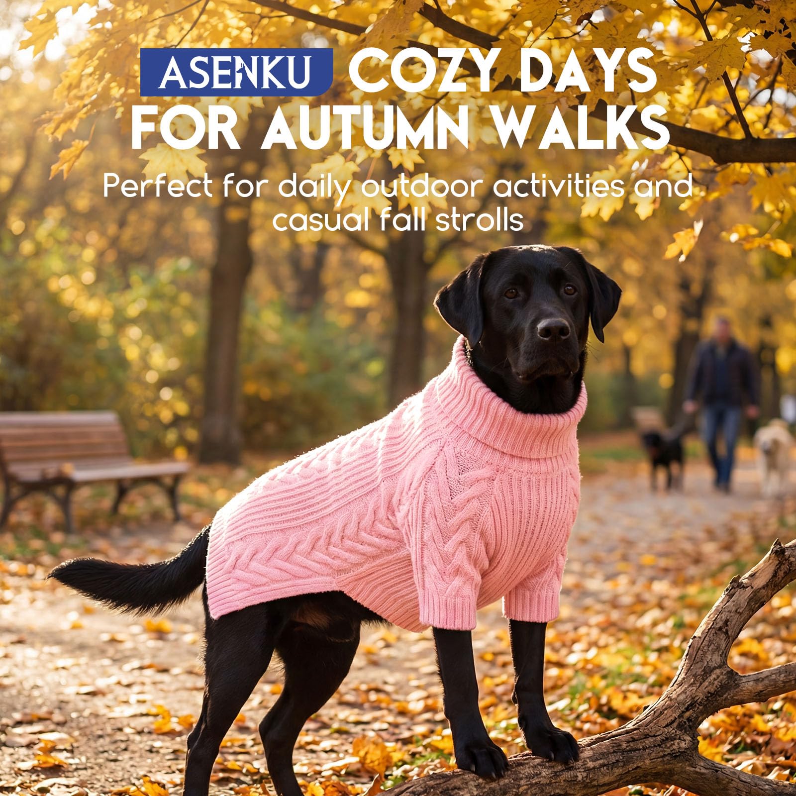ASENKU Suéter XXL para perro, suéteres para perros extragrandes, sudadera para mascotas, ropa de cuello alto, trajes de invierno para Pitbull, labrador retriever (rosa, 2XL)
