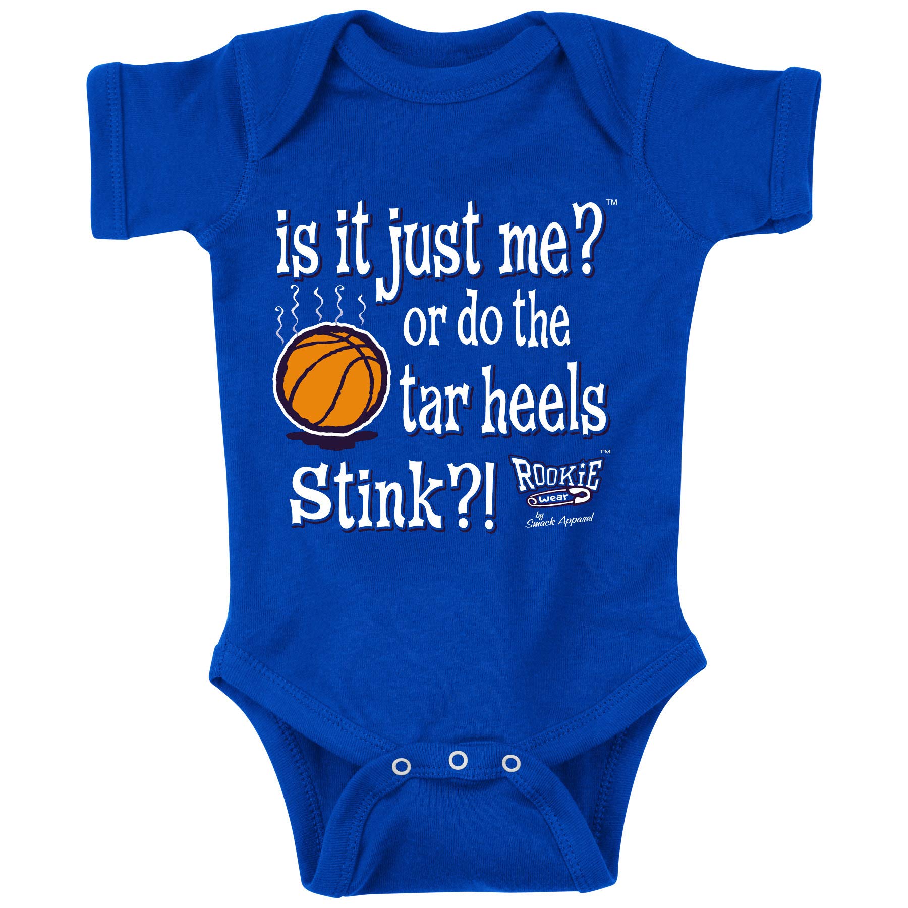 Smack Apparel Duke Basketball Fans. is It Just Me or Do The Tar Heels Stink?! Royal Onesie or Toddler Tee (NB-4T)