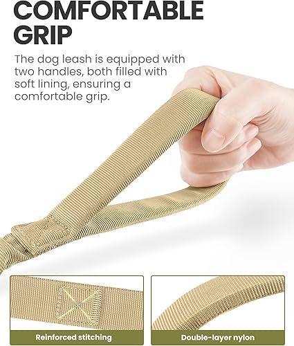 Miniatura 2 de OutdoorMaster Correa elástica para perro, correa resistente para perro con absorción de golpes, 2 asas acolchadas, correa de entrenamiento mejorada,