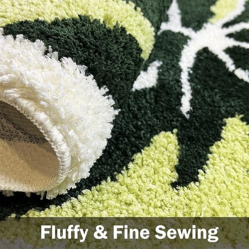 Miniatura 7 de Alfombra de baño antideslizante con diseño de hojas de Monstera, ultra suave, lavable, para niños y mascotas, tapete para dormitorio, sala de estar,