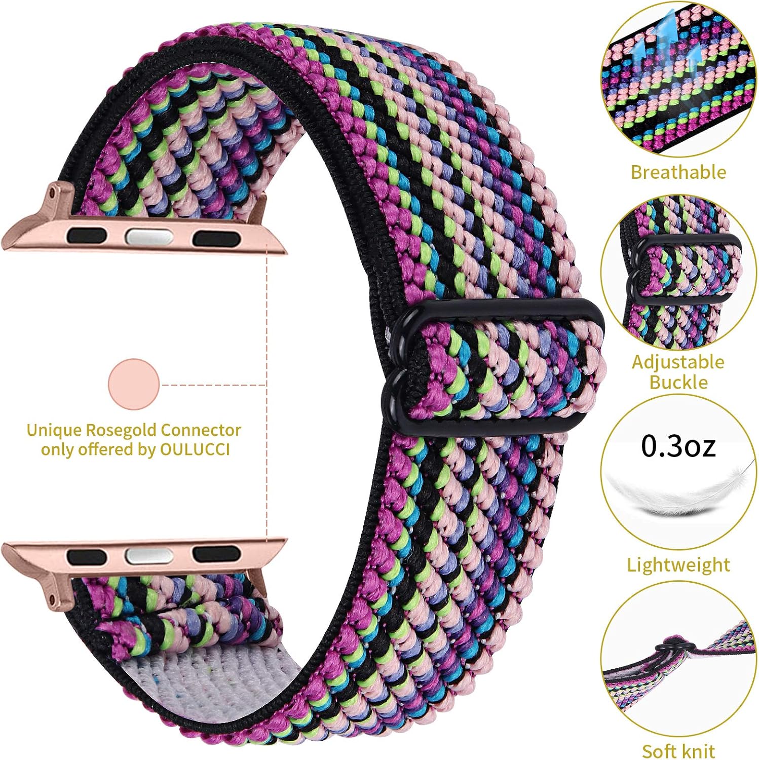 OULUCCI Stretchy Loop Strap Compatible for Apple Watch Bands 41mm 40mm 38mm iWatch Series 7/6/SE/5/4/3/2/1 Stretch Elastics Wristbelt