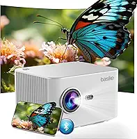 Basike Projetor Portatil, Full HD 1080P Projetor, Correção Trapezoidal Automática 6D, 1200 ANSI, Auto Foco, Suporte 4K, 2.4G+5G+WIFI, Bluetooth 5.3, Cinema Portátil para Casa, Sala de Aula e Reuniões