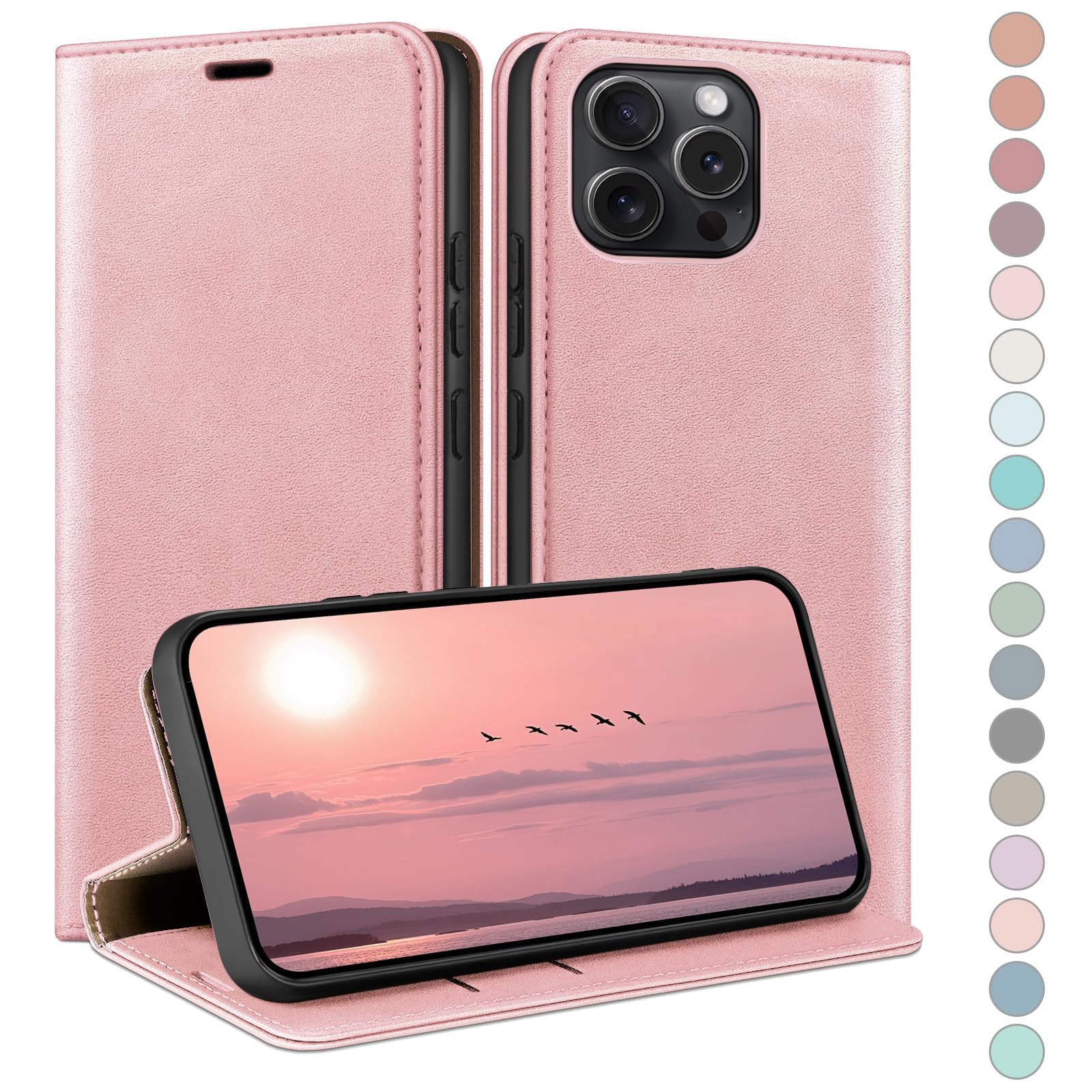 Étui cuir premium Apple iPhone 16 Pro housse à rabat chic et robuste