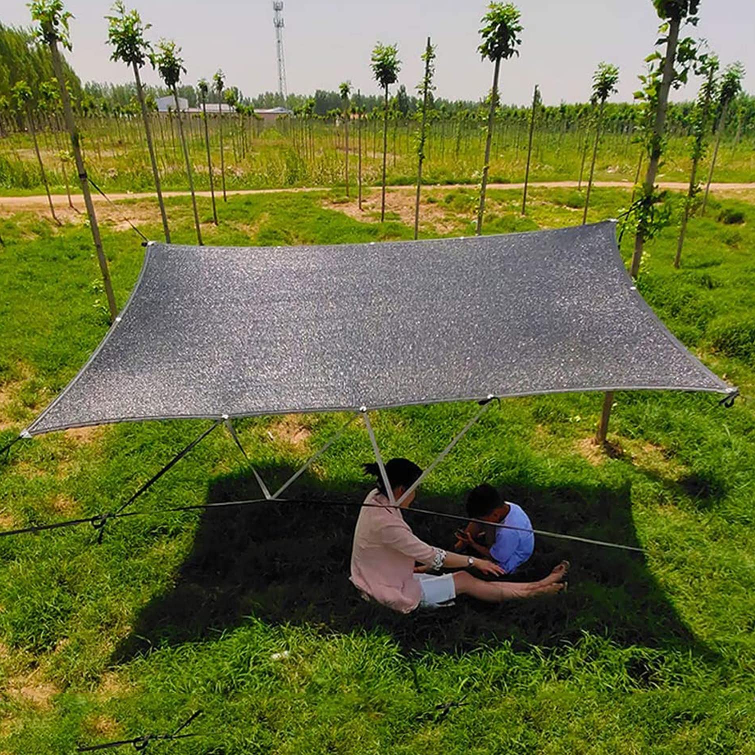 Outdoor e Cloth, tessuto a baldacchino in resina resistente agli strappi, 75%, rete solare a 6 pin per serre, balconi, giardini, con occhielli (6 x 6 m / 19.7x19.7ft)