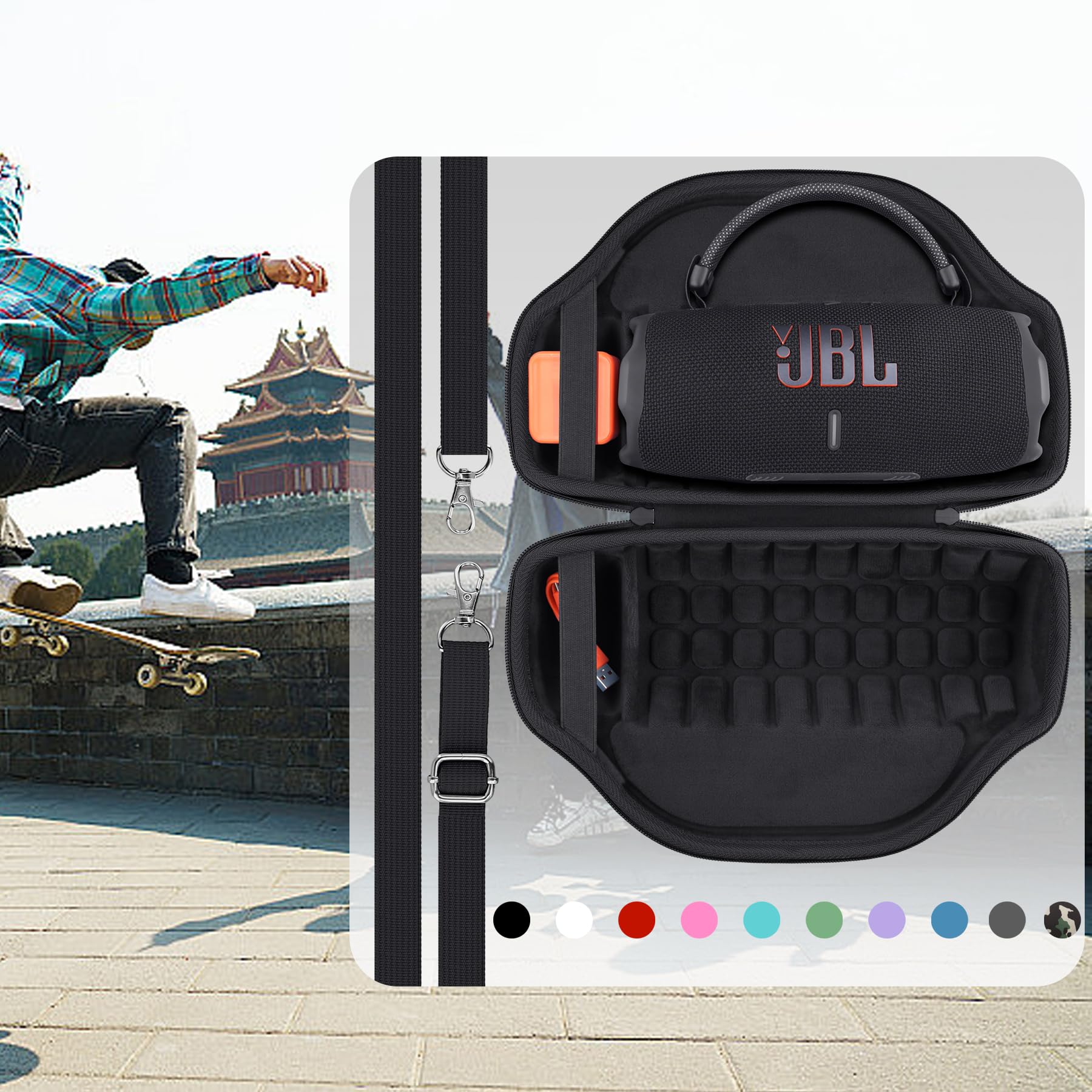 co2CREA Dur Étui de Voyage Rigide Housse Cas Coque pour JBL Charge 6 Haut-Parleur Bluetooth Portable, étui Seulement