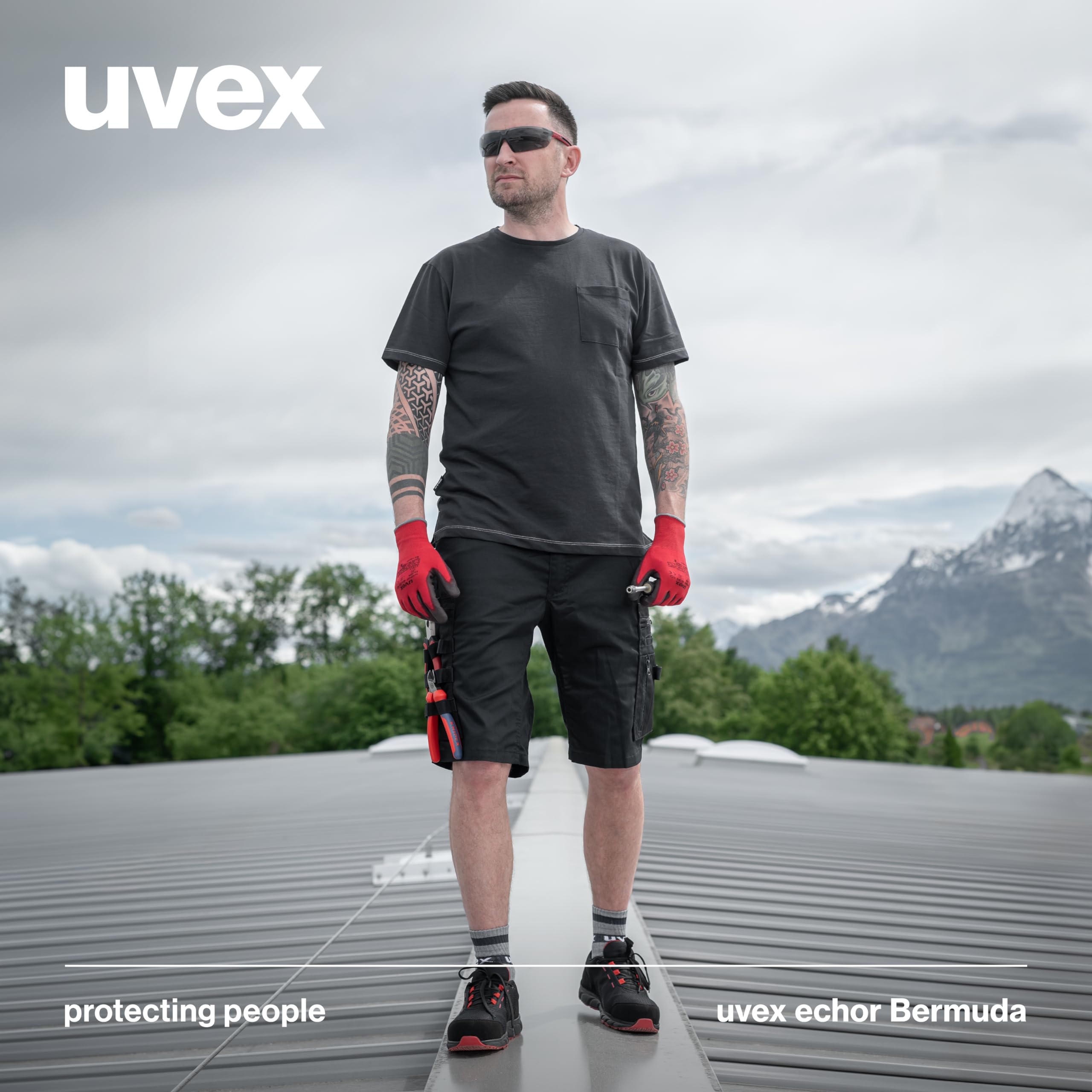 Uvex echor Arbeitsshorts - Kurze Premium Arbeitshose - Herren-Cargohose - Stretch-Bund, leicht, elastisch & viel Stauraum