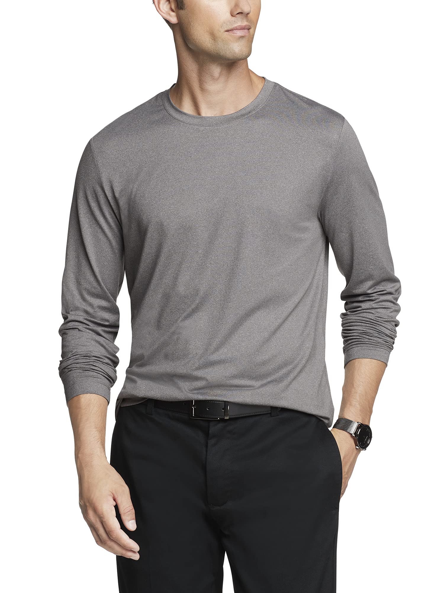 Van Heusen Men's Big and Tall Performance Tech Long Sleeve Crewneck T-Shirt