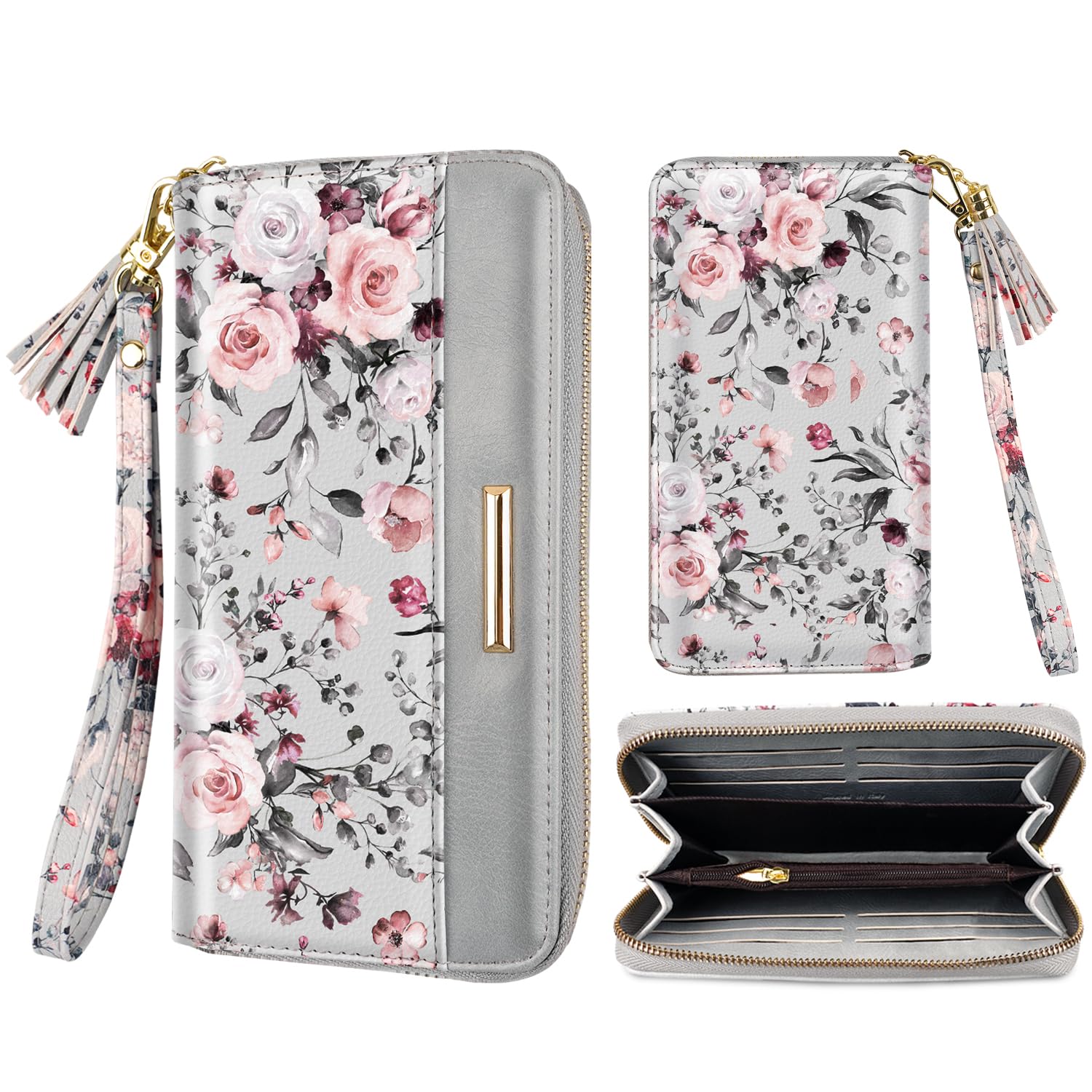 Coco Rossi Wallet for Women RFID Blocking Zipper Around Credit Card Holder