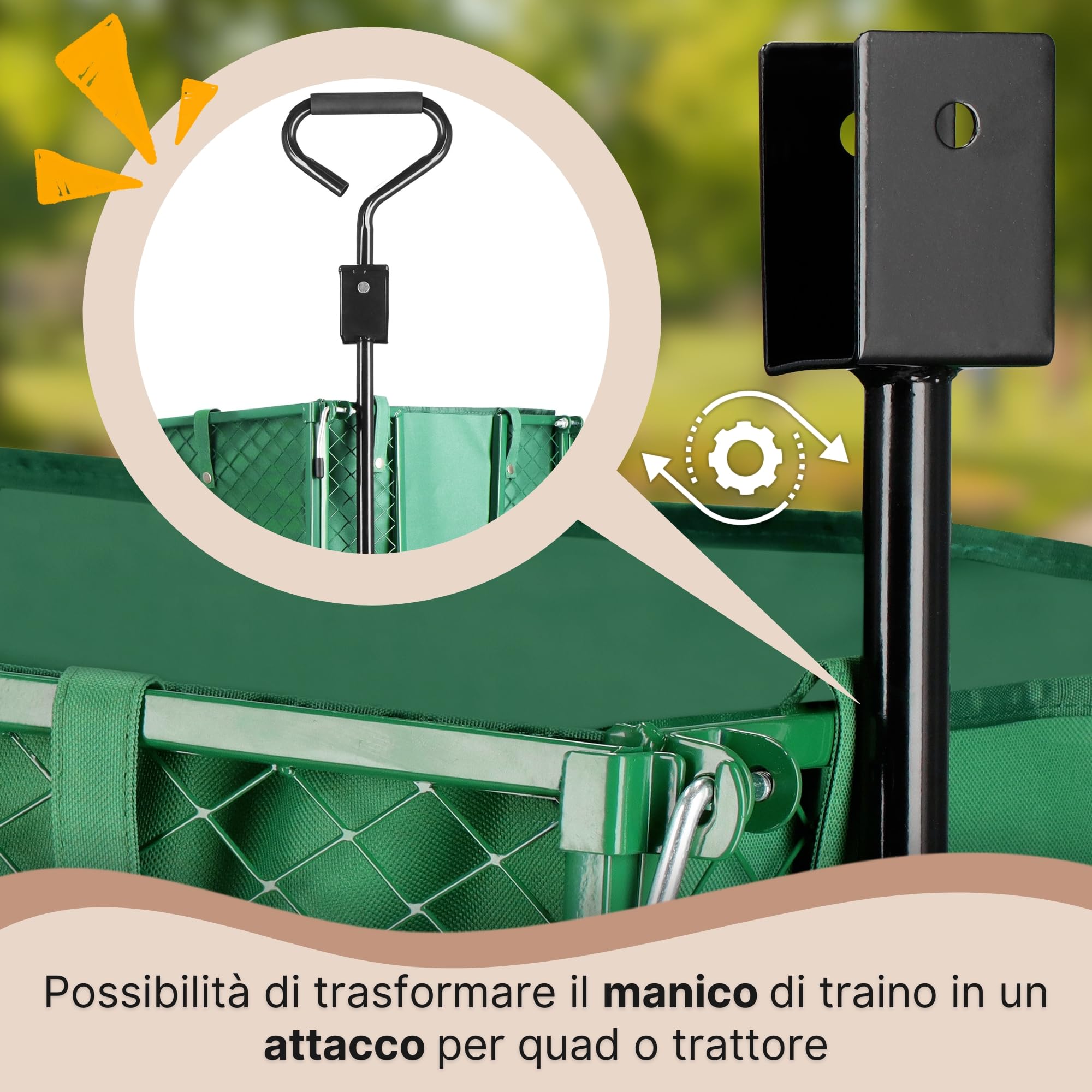 Carrello da giardino pieghevole 250l 400kg trasporto budowlano giardinaggio con bordi apribili springos